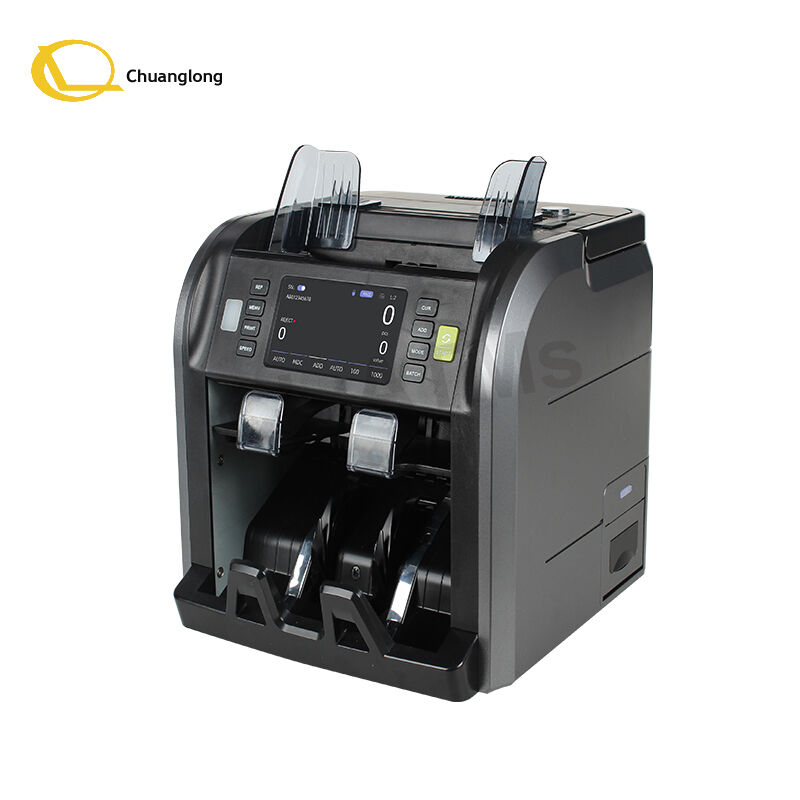 SJ-668 Two Pockets CIS Mixed Bill Value Counter with Handle Built-in Thermal Print Currency Bulit-in Battery Counting Machine